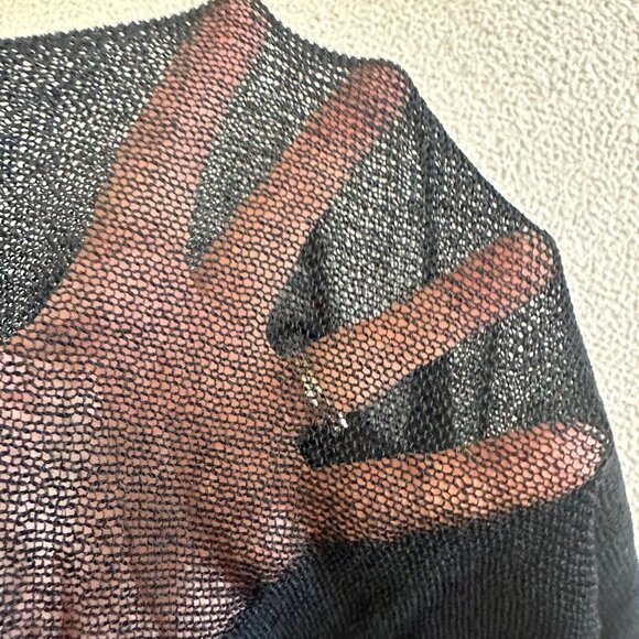 ELEMENTE CLEMENTE Black Wool Oversize Long Sleeve Tunic Top Knit Sheer - Picture 7 of 15